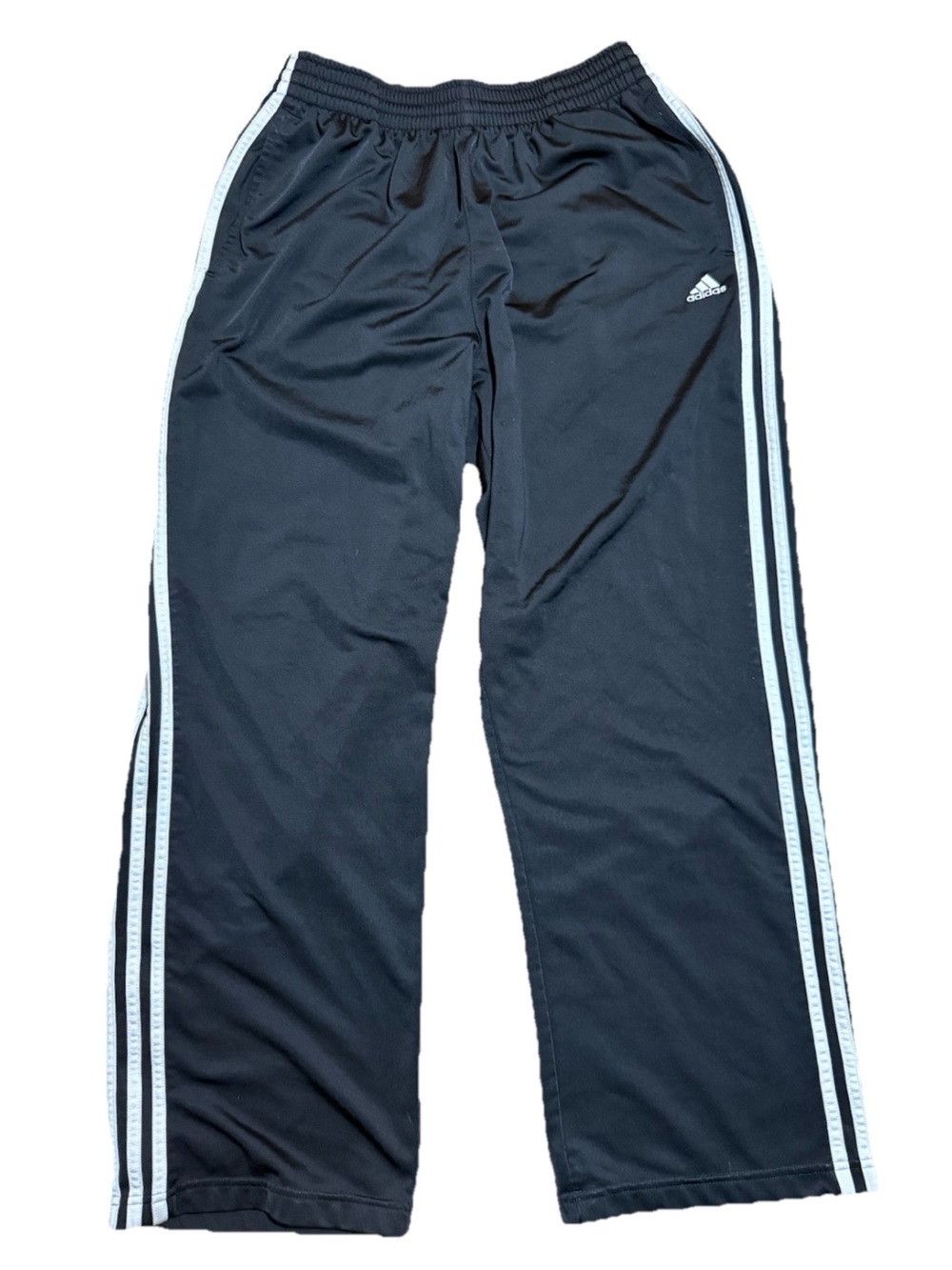 Y2K Adidas 3-Stripe Baggy Sweatpants Mens Size M Wide Leg Black Track Loose